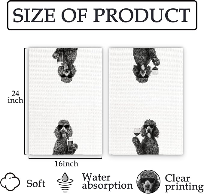 Gifts for Poodle Dog Wine Lovers Kitchen Towels Set of 2, Poodle Gifts Wine - Image 7
