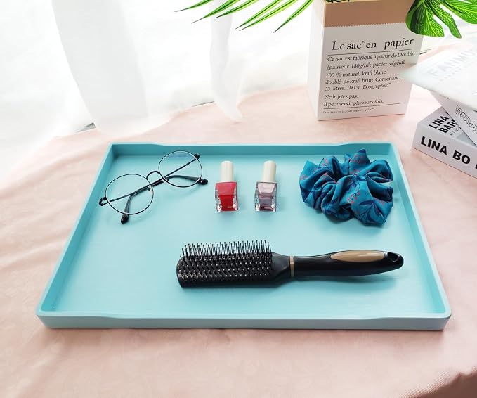 Large Blue Serving Tray for Gathering Small Items | Serving Accessory, Perfume - Image 3