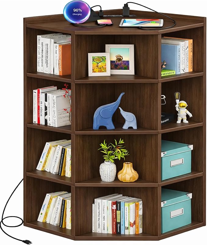Aheaplus Corner Cabinet, 5-Tier Corner Bookshelf by Aheaplus