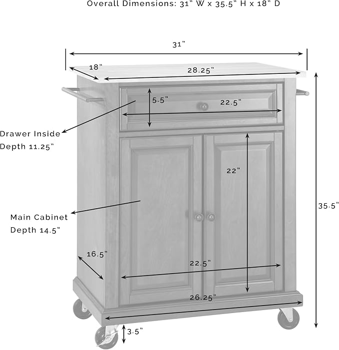Crosley Furniture Compact Stone Top Small Rolling Cart - Image 3