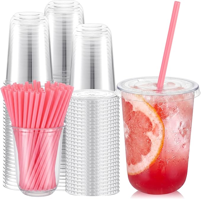 Ziliny 100 Sets Clear Plastic Cups by Ziliny