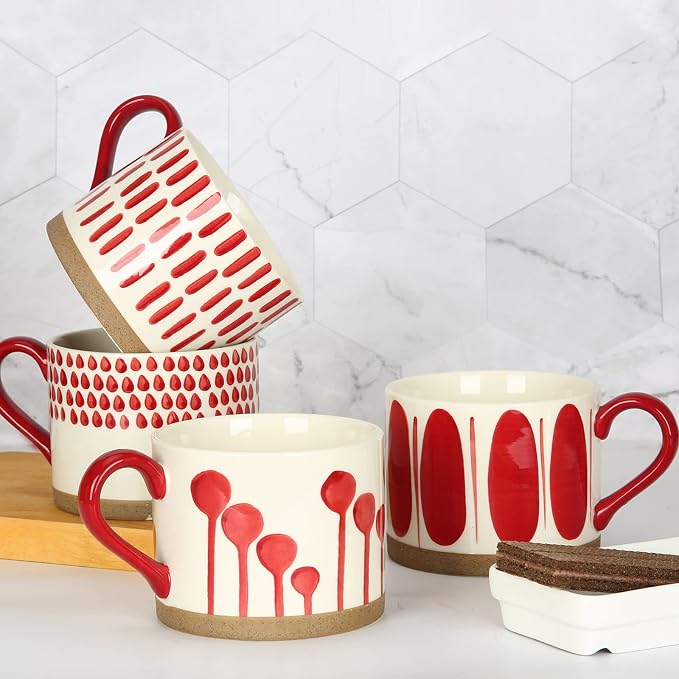 Koja 16 oz Premium Hand Painted Porcelain Ceramic Mug Set, Large Coffee & Tea - Image 7