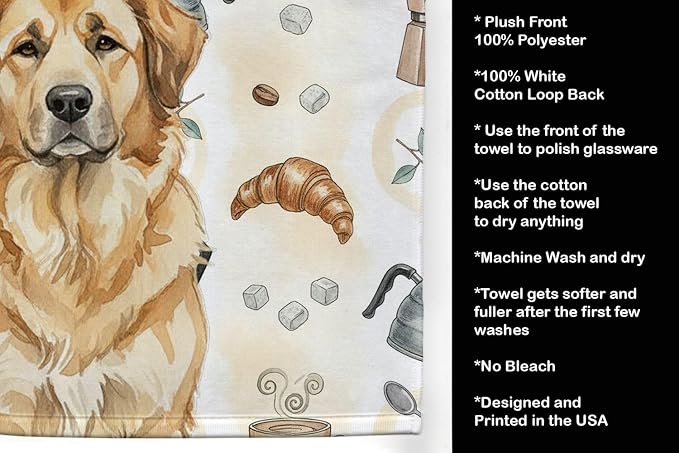 Caroline's Treasures Sandy Leonberger Coffee Bar Kitchen Towel Velour Plush - Image 4