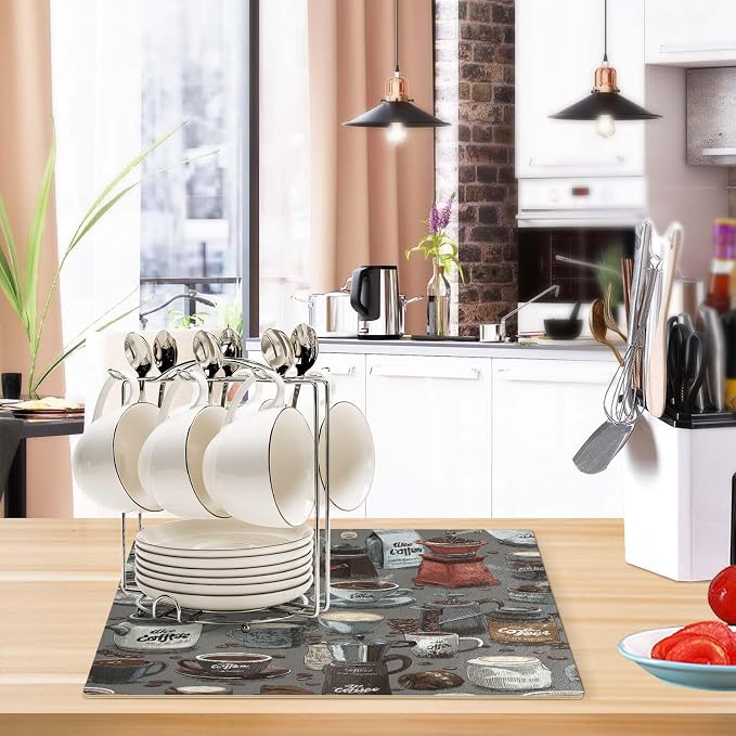 Coffee Mat Coffee Bar Station Maker Machine Pot Table Spill Mat Leather - Image 6