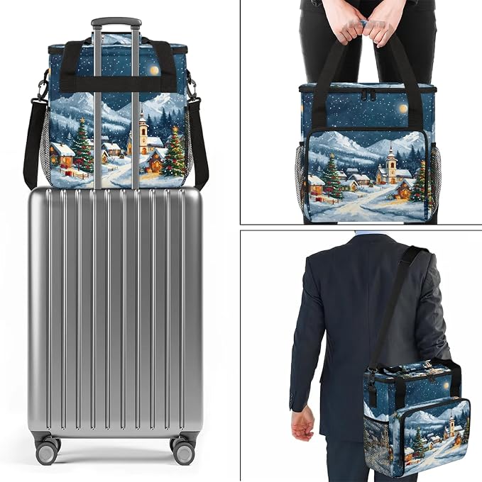 Christmas Winter Landscape Coffee Maker Carring Bag, Large Insulated Storage - Image 7