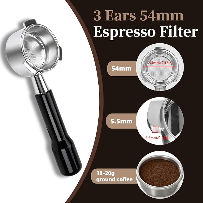 54mm Bottomless Portafilter 3 Ears Espresso Portafilter - Image 3