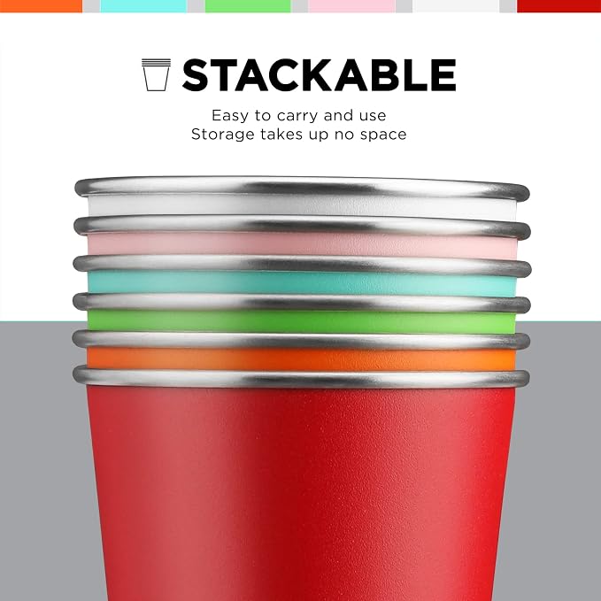 HAUSHOF Pint Cup, 14 oz Stainless Steel Cups, Stackable Metal Drinking Cups - Image 6