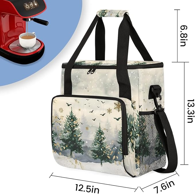 Christmas Tree Forest Coffee Maker Carring Bag, Large Insulated Storage - Image 2