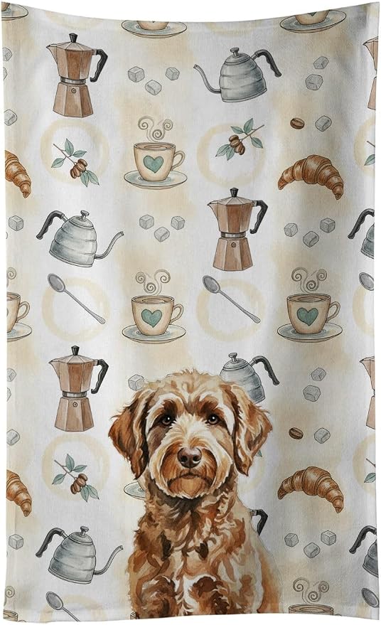 Caroline's Treasures Chocolate Labradoodle Coffee Bar Kitchen Towel Velour by CarolinesTreasures