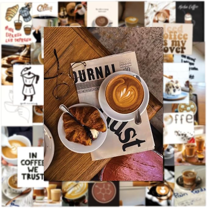 50 PCS Coffee Poster Stickers for Scrapbooking Journaling Junk Journal - Image 2