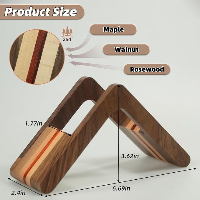 Wooden Coffee Filter Holder, #1#2#4 V60 Cone Coffee Filters Rose Wood Walnut - Image 2