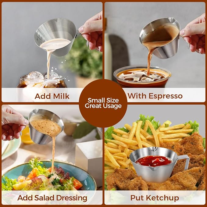10Pcs Stainless Steel Espresso Cups, Double Spout Metal Espresso Measuring Cup - Image 7