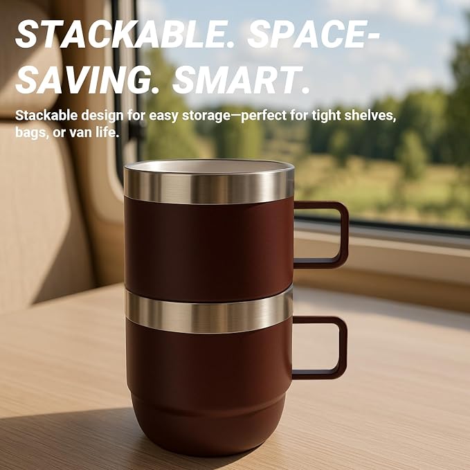 6 oz Small Espresso Mug with Handle, Ceramic-Lined 18/8 Stainless Steel - Image 6