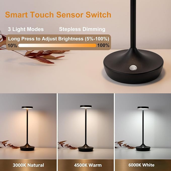 Rechargeable Cordless Table Lamps, 6000mAh Portable LED light, Battery Operated - Image 6