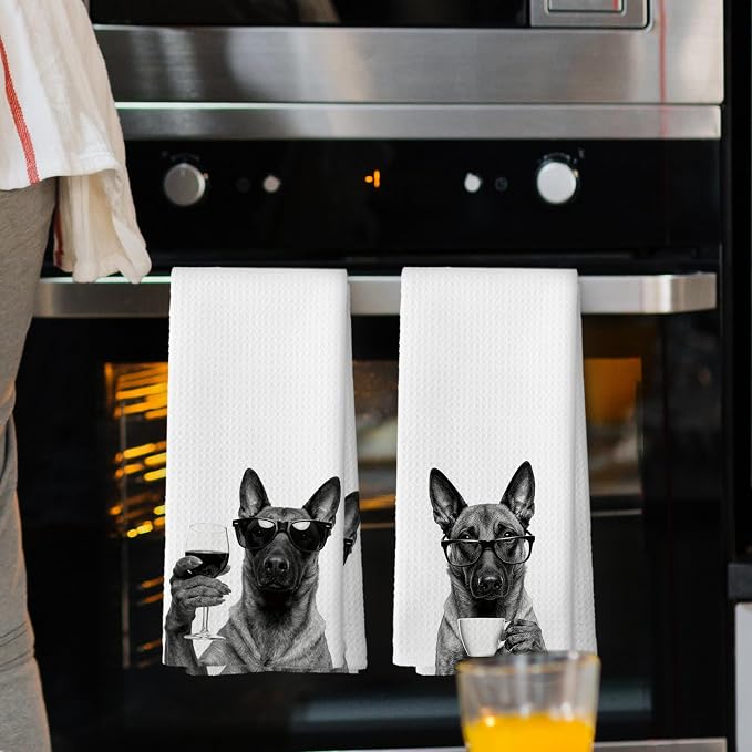 Funny Belgian Malinois Kitchen Towels Set of 2, Funny Dog Kitchen Accessories - Image 2