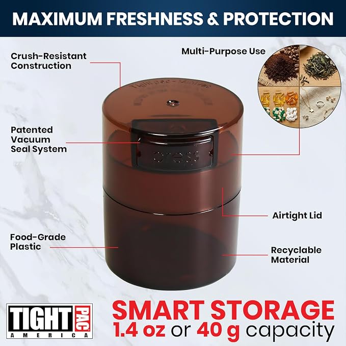 TIGHTPAC MINIVAC Portable Vacuum Seal Airtight Container – Keeps Coffee Beans - Image 4