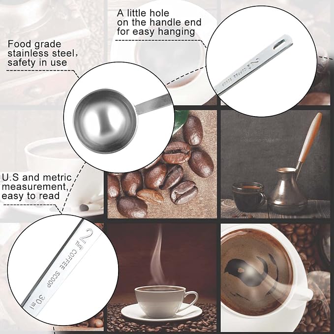 2 Pcs Coffee Scoop 18/8 Stainless Steel Measuring Coffee Spoon Set 1 Tablespoon - Image 4
