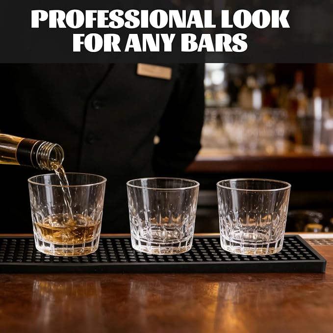 Acrux7 6 Pack Black Rubber Bar Mats, 17.7"x3.5" Non-Slip Spill Mat, PVC Bar - Image 6