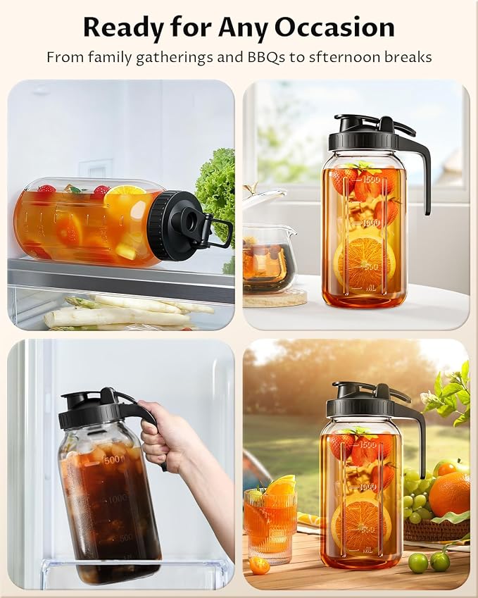 64 oz Mason Jar Pitcher – Airtight & Leakproof Glass Pitcher - Image 8