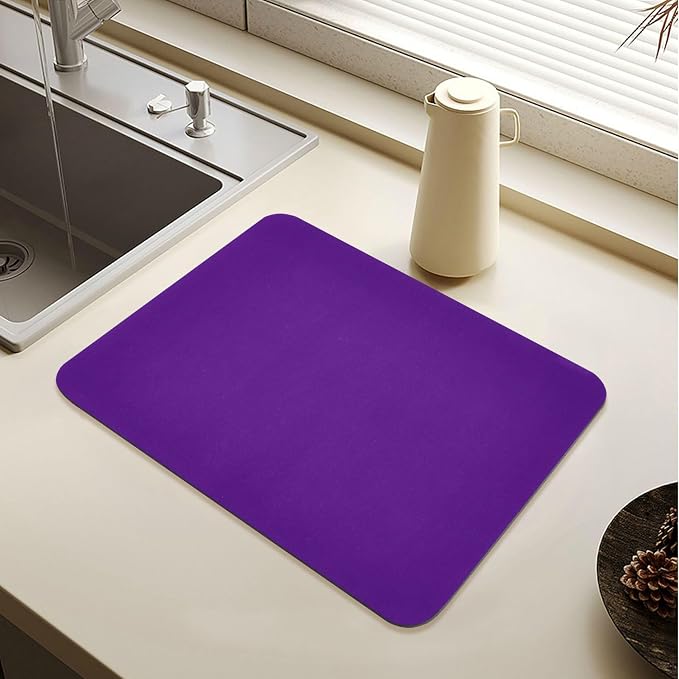 Purple Dish Drying Mat for Kitchen Counter No-slip Rubber Bottom Coffee Mat by Sinestour