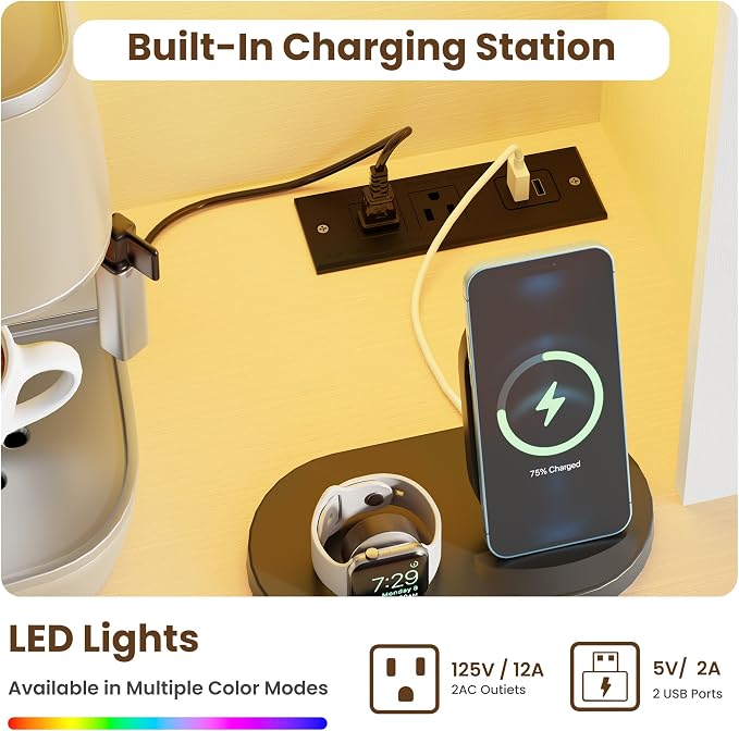 68.7 " Pantry Cabinet with LED Light and Charging Station, Kitchen Pantry - Image 5
