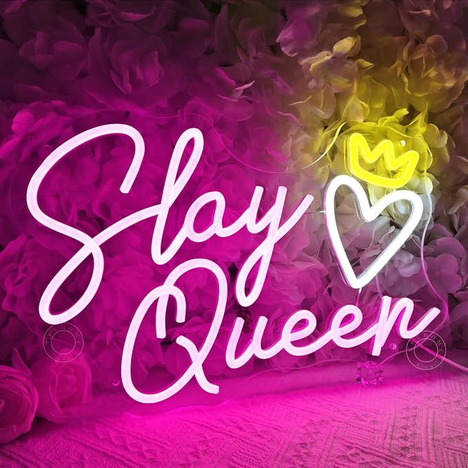 SYLHOME Slay Queen Led Neon Light Sign Heart Crown Bedroom Girls Game Room Cool - Image 4