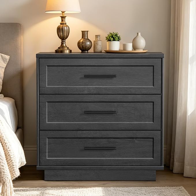 Fatmok 31.5" Wide 3 Drawer Nightstand, Oversized Wooden Bedside Table by Fatmok