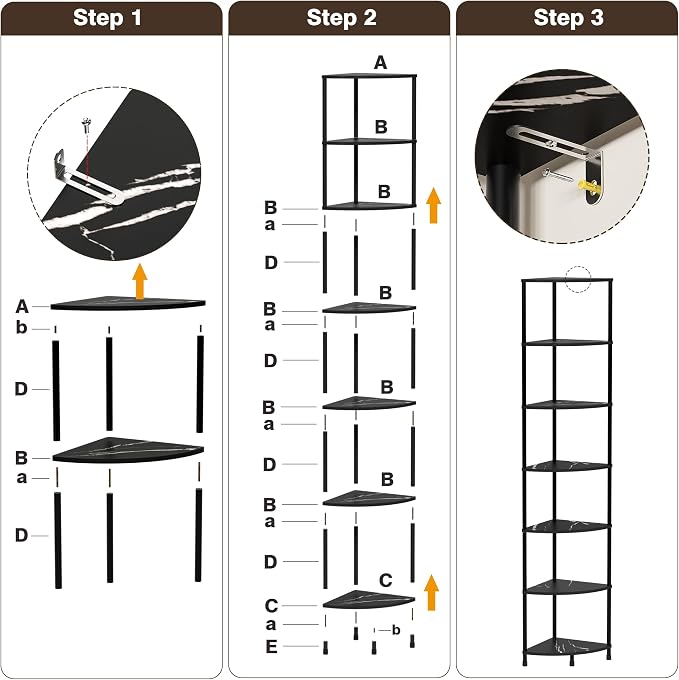 Book Corner Shelf, 7 Tier Corner Bookshelf Display - Image 9