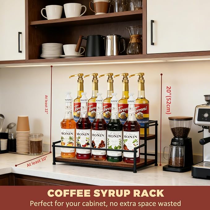Coffee Syrup Rack Organizer, 2-Tier | Metal Bottle Holder, 10 Bottles Capacity - Image 3