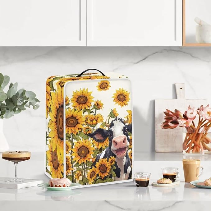 Cow Sunflower Fall Coffee Maker Kitchen Appliance Stain Resistant Dust Cover - Image 3