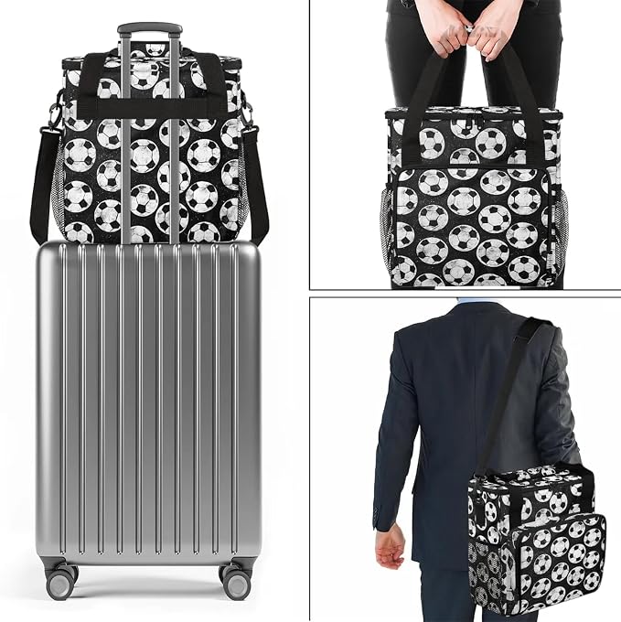 Black And White Soccer Ball Coffee Maker Carring Bag, Large Insulated Storage - Image 7