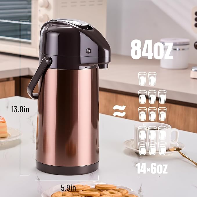 Upgraded Airpot Coffee Carafe - 84oz/2.5L Coffee Carafe - Image 6
