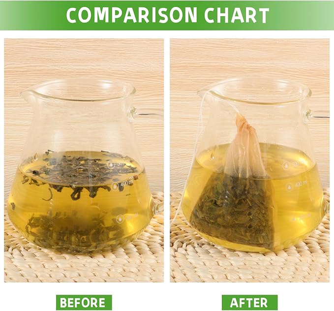 Empty Tea Bags - 300 Pcs Disposable Drawstring Unbleached Filter Bags - Image 3