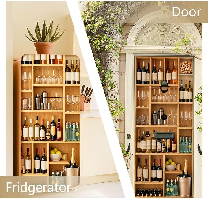 2 Pcs Wine Cabinet Bar Removable Refrigerator Wraps, Self-Adhesive Retro Wine - Image 4