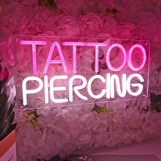 Britrio TATTOO Neon Sign Light Salon Studio Shop Plaque Pink LED Wall Art Decor - Image 2