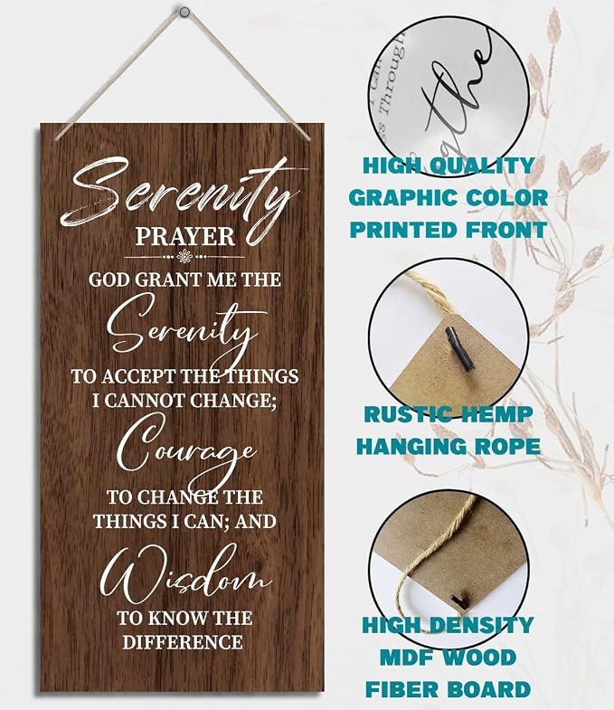 Serenity Prayer Wooden Decor Sign, God Grant Me The Serenity Wall Decor Sign - Image 3