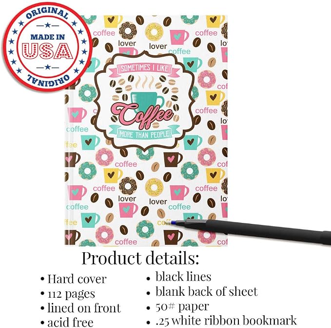 Funny "Sometimes I Like Coffee More Than People" Coffee Themed Hardcover Journal - Image 5