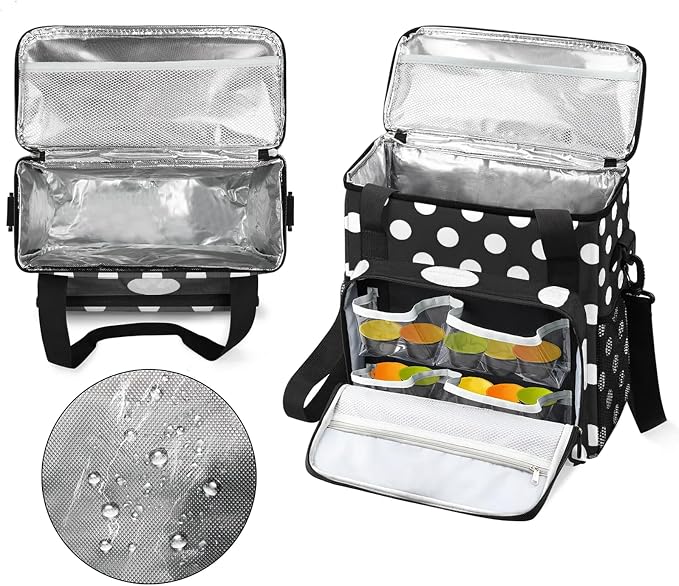 Black And White Polka Dots Coffee Maker Carring Bag, Large Insulated Storage - Image 3