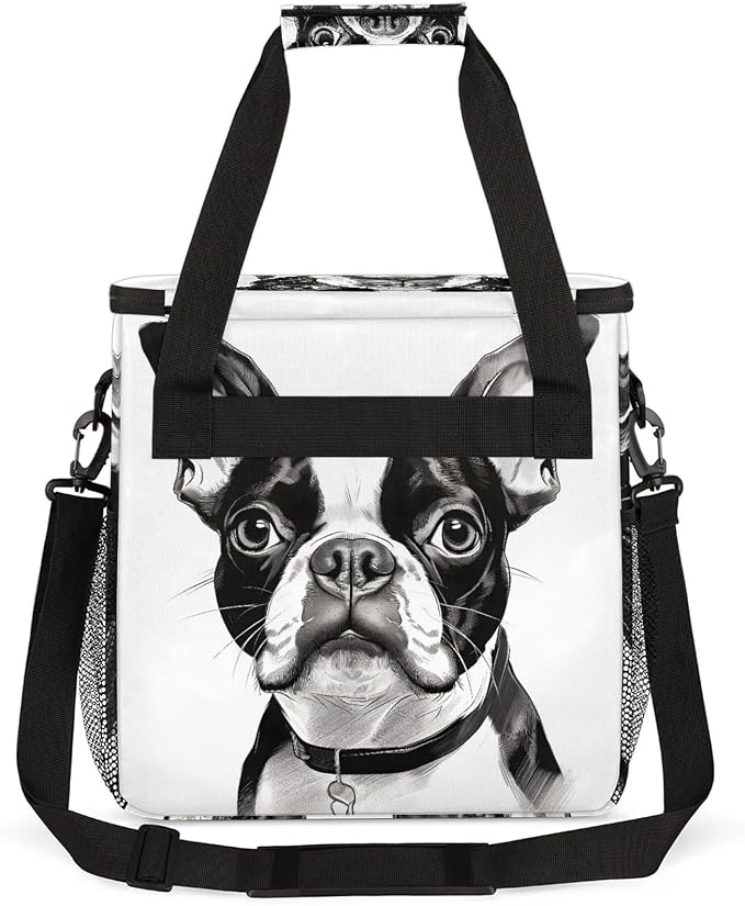 Bostonterrier Dog Coffee Maker Carring Bag, Large Insulated Storage Organizer - Image 5