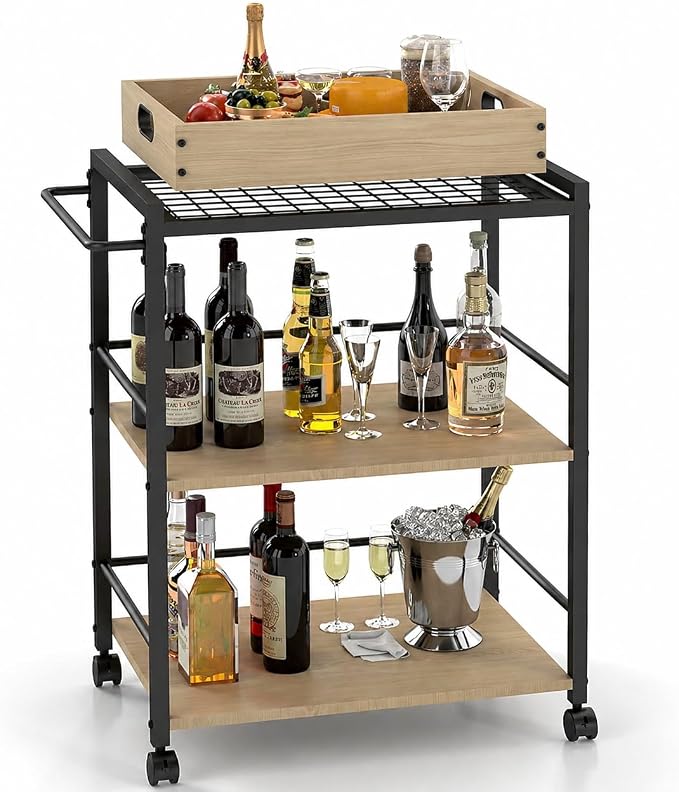3 Tier Kitchen Cart, Rolling Bar Cart by Unknown