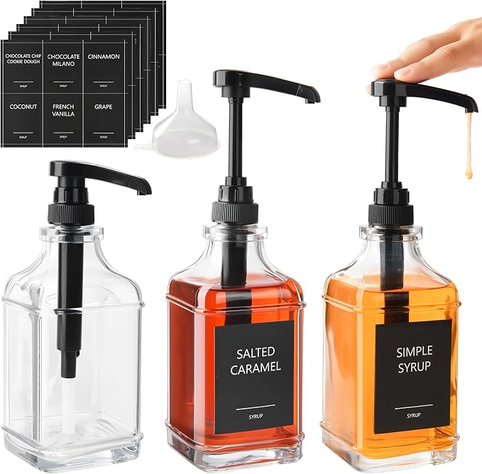 3 Pack 16.9oz Glass Coffee Syrup Dispenser by BPFY