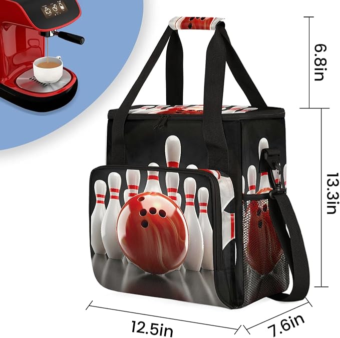 Bowling Ball Sports Coffee Maker Carring Bag, Large Insulated Storage Organizer - Image 3