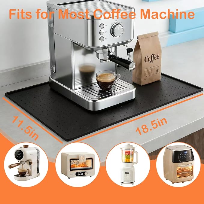 Coffee Machine Mat, 11.5x18.5 Inch Silicone Coffee Maker Mat - Image 3