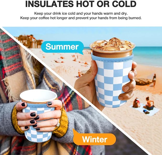 3 Pack Iced Coffee Cup Sleeve for Large Sized Cups, Reusable Neoprene Iced - Image 4
