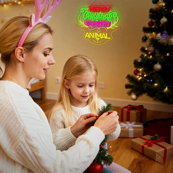 Merry Christmas Ya Filthy Animal Neon Sign Reindeer Christmas Deer Grinch Light - Image 6