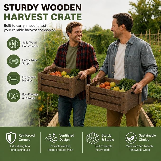 Wooden Crates for Display, 3 Pack Large Rustic Handmade Wood Crate for Storage - Image 3