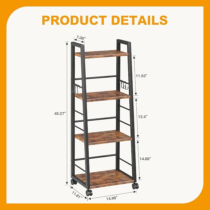 Homeiju 4 Tier Kitchen Storage Cart - Image 3