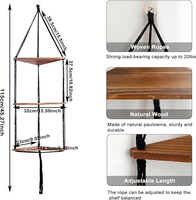 Artilady Macrame Corner Shelf Wall Hanging - Image 2