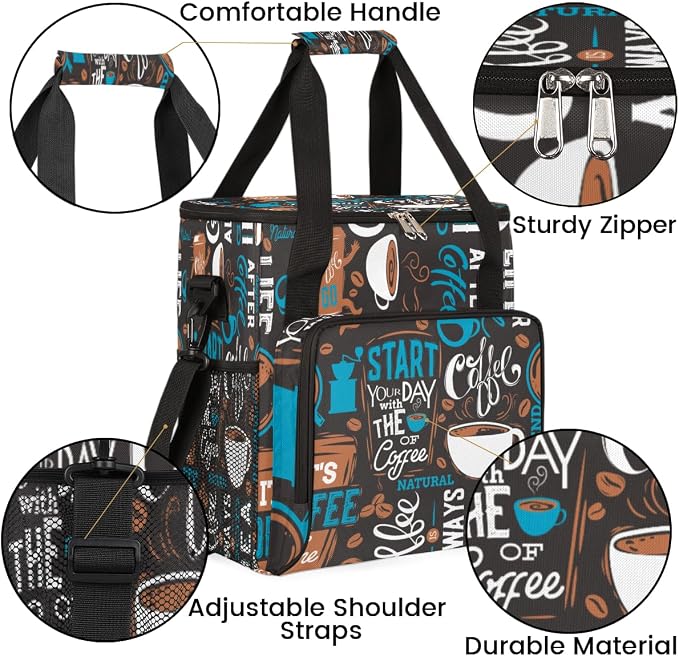 Blue Coffee Cafe Maker Carrying Bag Travel Case Compatible - Image 6