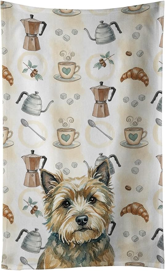 Caroline's Treasures Cairn Terrier Coffee Bar Kitchen Towel Velour Plush Front by CarolinesTreasures